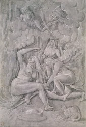O Sábado das Bruxas, c.1515 (caneta e tinta sobre papel)